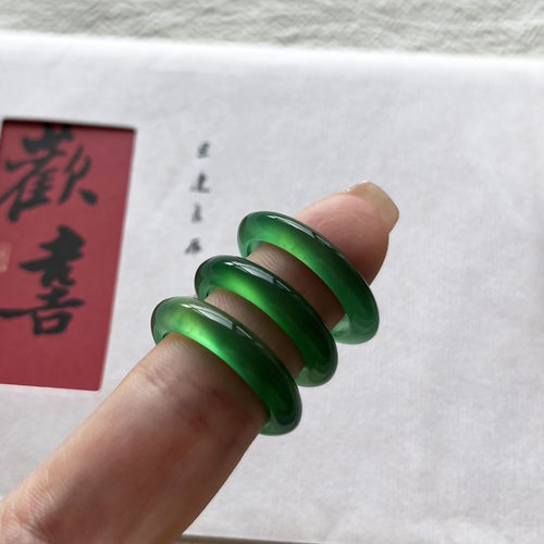 绿玛瑙戒指情侣显白个性戒圈天然
