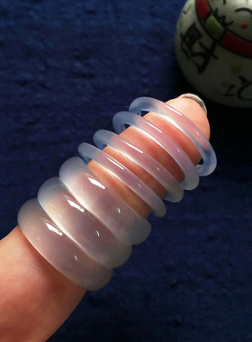 天然白玉髓男女情侣细戒指 冰种玛瑙玉石女小众设计简约跑环尾戒