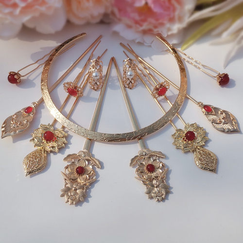 唐风飞天供养人发簪光环汉服配饰