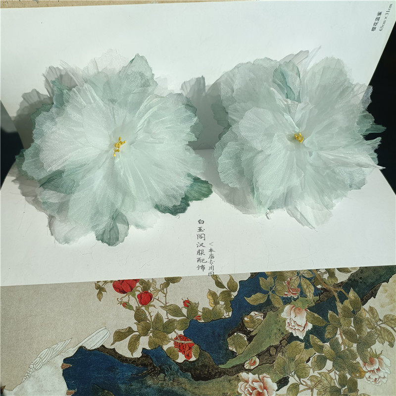 多层欧根纱绢花汉服旗袍仙气古风配饰简约百搭春夏薄纱花朵头饰品