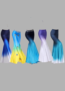 新款 显瘦孔雀舞蹈服鱼尾裙艺考舞服 傣族舞蹈服民族演出服包臀修身