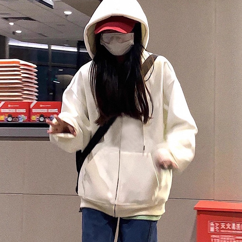 连帽显瘦卫衣女2025秋款新款即墨卫衣感休闲加绒宽松开衫外套