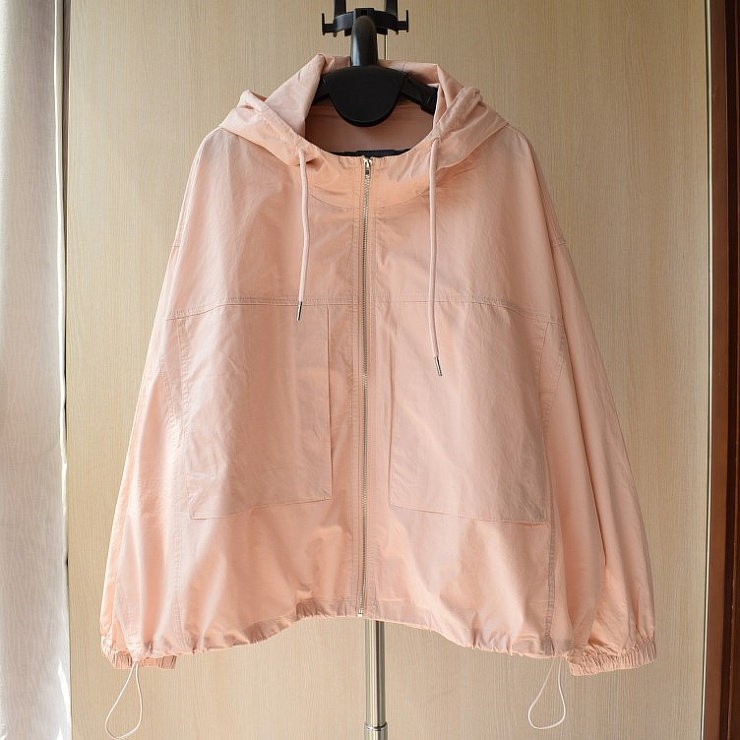 宽松休闲大口袋连帽薄外套防晒服