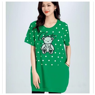 女夏装 短袖 新款 休闲中长款 T恤 200斤胖mm宽松显瘦时尚 驰爽2024大码