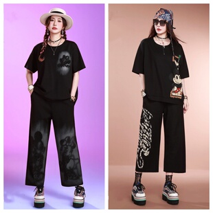 石头鱼2026大码女装夏装新款200斤胖mm韩版宽松显瘦休闲时尚套装