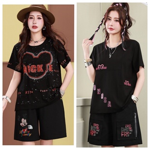 女装 休闲圆领短袖 2026夏季 宽松遮肉显瘦时尚 T恤 200斤胖mm韩版 大码