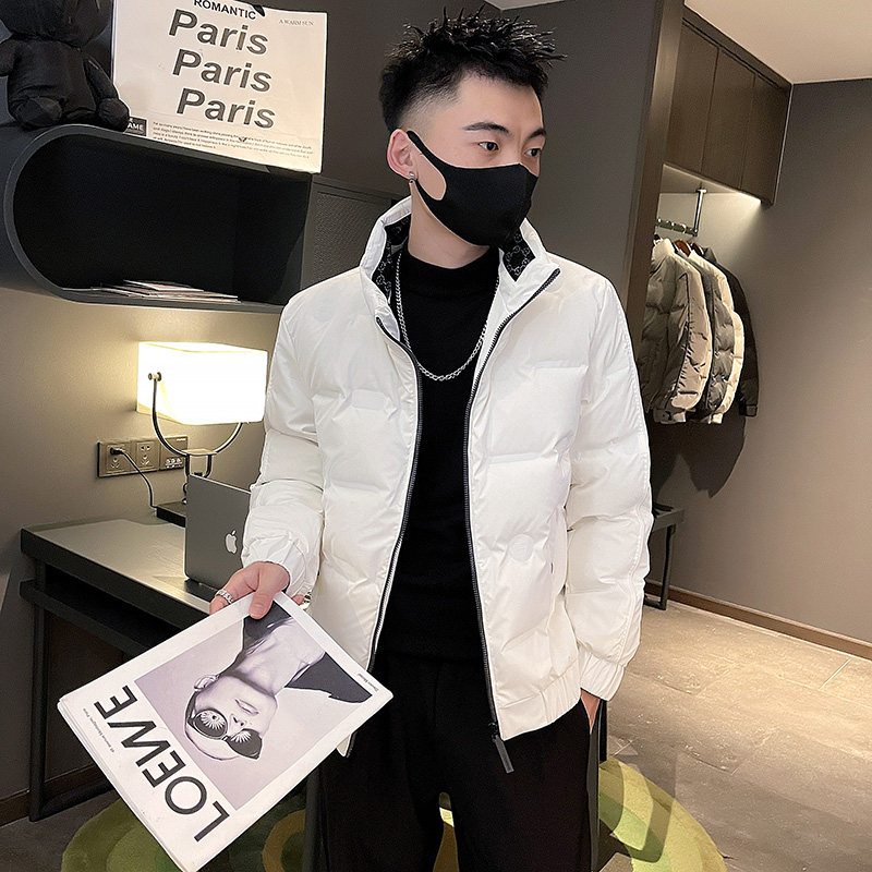 冬季社会小伙立领压花羽绒服短款白鸭绒男外套7YR658-P130控170,男装羽绒服,电商A400-1（原B352）