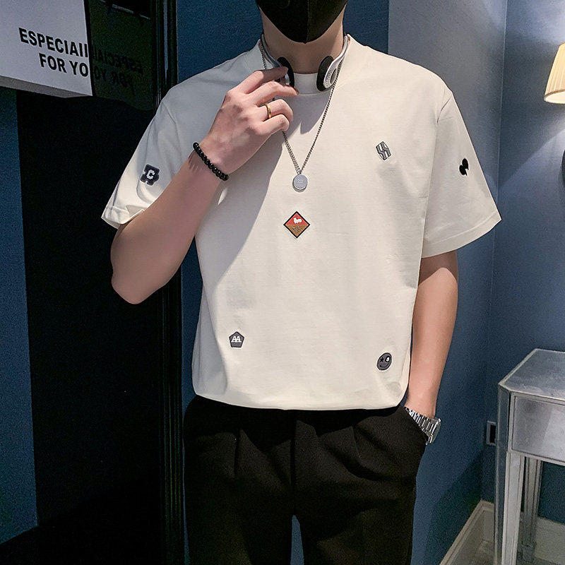 夏季店主风潮牌社会小伙满身个性刺绣宽松短袖T恤-5 T835-P55控75图片