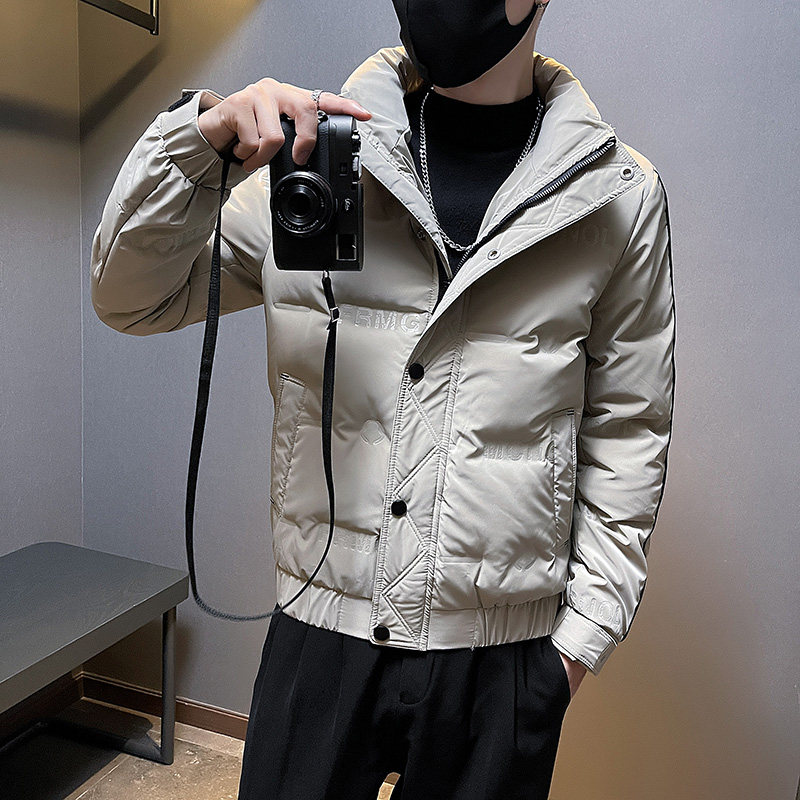 冬季社会小伙立领压花羽绒服短款白鸭绒男外套4 YR652-P140控190图片