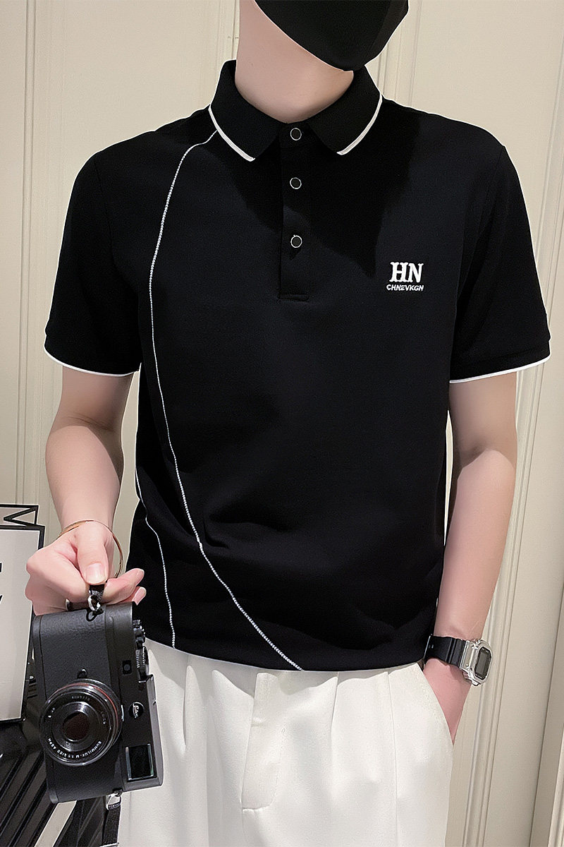 PL82-P58夏季短袖T恤潮牌半袖新款男装明线刺绣POLO衫-3控78,男装Polo衫,电商A400-1（原B352）