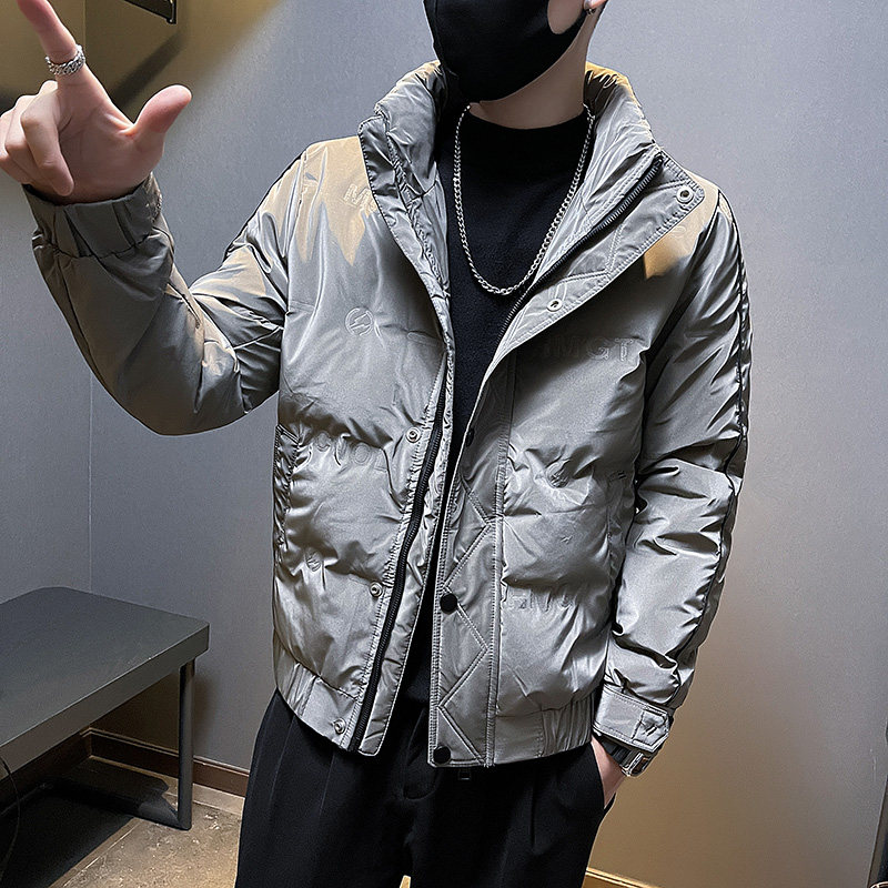 冬季社会小伙立领压花羽绒服短款白鸭绒男外套4YR652-P140控190,男装羽绒服,电商A400-1（原B352）