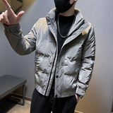 冬季社会小伙立领压花羽绒服短款白鸭绒男外套4YR652-P140控190，男装羽绒服，电商A400-1（原B352）
