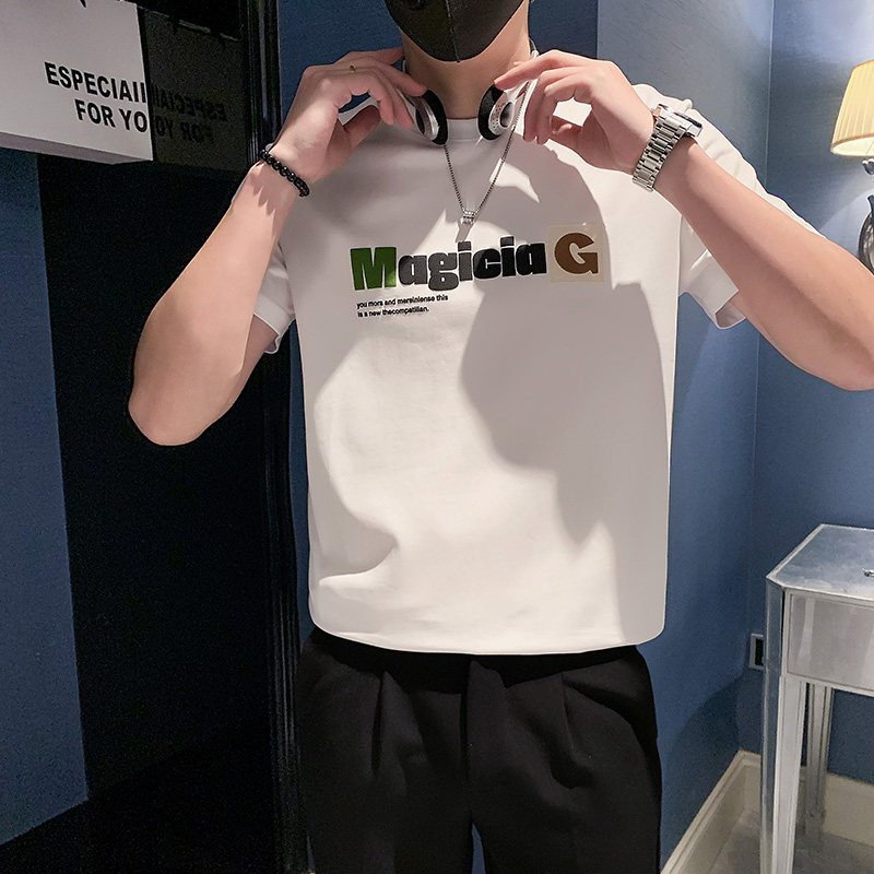 夏季店主风潮牌社会小伙字母刺绣印花修身短袖T恤T817-P38控58,男装T恤,电商A400-1（原B352）