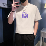 夏季店主风潮牌社会小伙简约字母压花宽松短袖T恤-3T826-P48控68，男装T恤，电商A400-1（原B352）