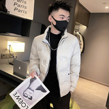 冬季社会小伙立领压花羽绒服短款白鸭绒男外套7YR658-P130控170，男装羽绒服，电商A400-1（原B352）