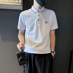 PL82-P58 夏季短袖T恤潮牌半袖新款男装明线刺绣POLO衫-3 控78图片