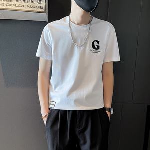 T701-P38 夏季T恤男潮流字母刺绣短袖上衣男装新款夏装-3 控58图片