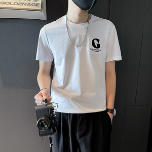 T701-P38 夏季T恤男潮流字母刺绣短袖上衣男装新款夏装-2 控58图片