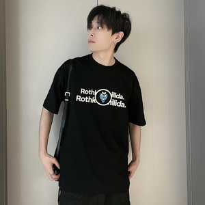 夏季潮男风社会小伙龙头刺绣印花潮牌宽松短袖T恤T801-P48控68