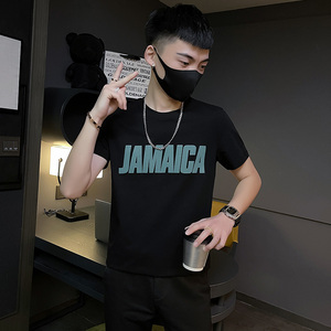 24新款社会精神小伙男字母印花圆领社会人短袖T恤7T586-P38控58