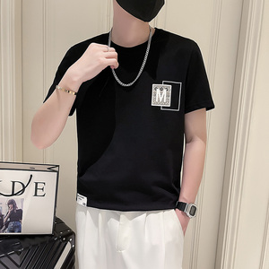T703-P38 夏季T恤男潮流字母刺绣短袖上衣男装新款夏装-3 控58图片