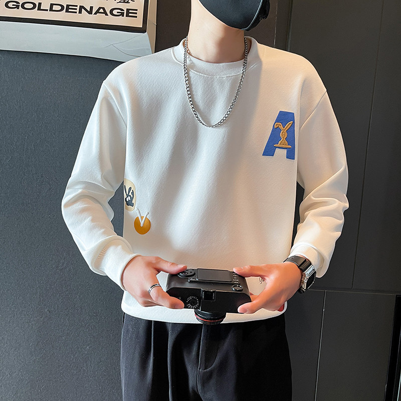 W271-P58春秋男士刺绣印花卫衣圆领宽松时尚休闲长袖T恤-2控78,男装卫衣,电商A400-1（原B352）