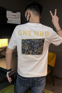 22夏季新款男社会精神小伙个性刺绣贴布短袖T恤2 T611-P48-控68图片