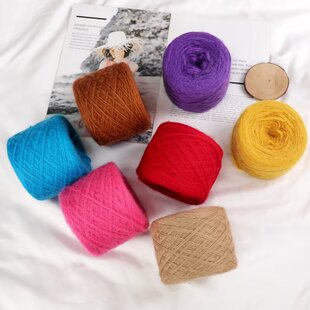 8股真丝幼马海毛粗毛线羊毛开司米线合股粗线棒针织毛衣线网红款