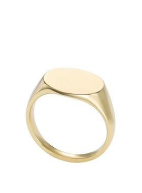 代购Fossil化石男士戒指简约大气百搭时尚金色素面圆形戒面金属