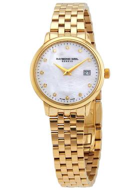 代购Raymond weil雷蒙威女士腕表日期夜光计时防刮金表钢带