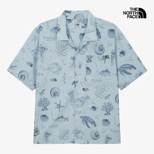 海外代购THE NORTH FACE/北面男士运动T恤透气休闲翻领印花户外