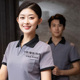 口袋上衣 保洁服t恤夏装 翻领 客房清洁制服短袖 西领 宾馆阿姨V领