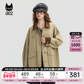 上衣工装 a02巴恩风宽松翻领风衣外套女2025新款 春秋防风秋装 风
