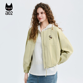 a02宽松圆领外套女2026新款 上衣 无领夹克春装 春季 轻薄休闲灯笼袖