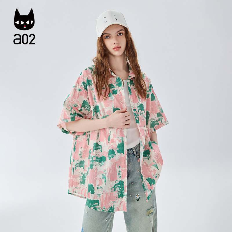 a02短袖衬衫2025新款女夏季短袖衬衣外套气质上衣花衬衫宽松夏装,女装/女士精品,衬衫,淘宝优惠券,粉丝福利购,淘宝优惠卷