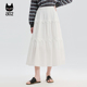 a02宽松白色半身裙女2026新款 春季 蕾丝花边蛋糕裙垂坠感a字裙子