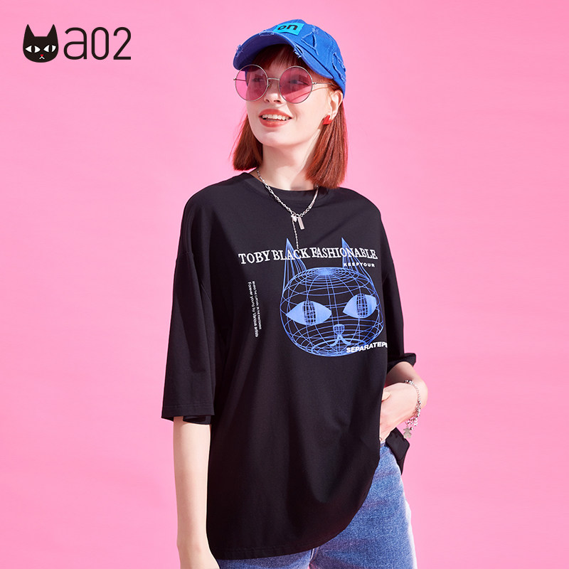 a02薄款原創3D抽象印花寬松T恤女2021年新款潮流百搭減齡短袖上衣在類目 女裝/女士精品, T恤中 - 來自Buy2taobao.com提供專業的淘寶代購服務