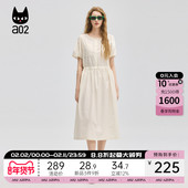 a02宽松圆领裙子2025新款 今年流行爆款 海边度假连衣裙设计感长裙