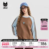 春秋学员通勤秋装 a02黑猫系列宽松插肩袖 圆领卫衣女2025新款 上衣