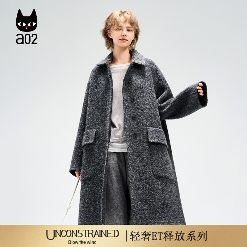 a02【ET释放系列】宽松绵羊毛大衣女2025新款冬季双面毛呢外套