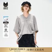 ET自然系列 宽松显瘦棉麻短袖 T恤女2025新款 a02 夏季 设计感上衣