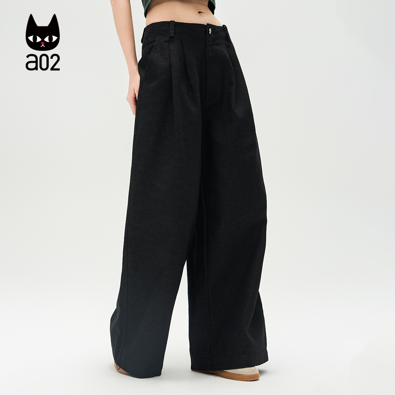 a02【ET自然系列】宽松气质休闲裤子女2025秋季新款轻奢下装