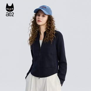 a02简约修身立领针织开衫外套女款春季2026休闲防风春装上衣
