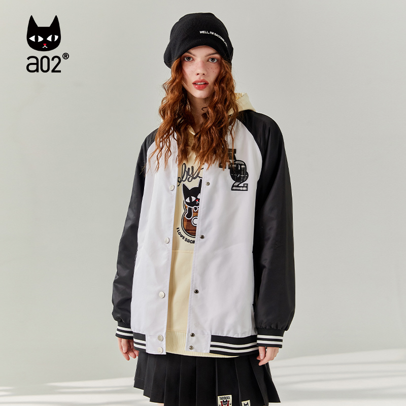 a02潮流撞色休闲棒球服女