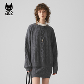 ML麦麸系列 绵羊毛宽松针织衫 女2025新款 a02 冬季 圆领保暖毛衣