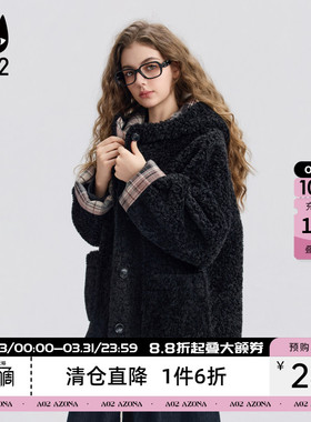 a02宽松加绒连帽加厚摇粒绒外套女2025新款冬季休闲穿搭冬装上衣