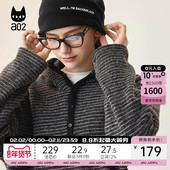 女2025新款 a02条纹长袖 磨毛内搭打底衫 秋冬刺绣logo保暖连帽上衣