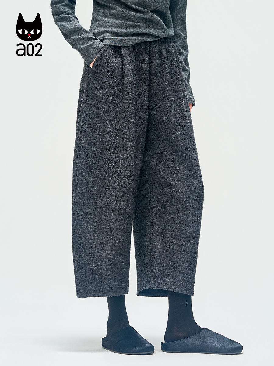 a02【ET释放系列】宽松羊毛直筒裤子女2025新款秋季通勤穿搭长裤
