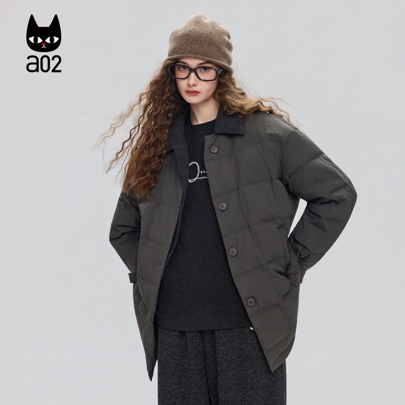 a02宽松休闲加厚保暖羽绒服女2025新款冬季白鸭绒外套冬装上衣