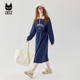 宽松时尚 a022025春秋新款 翻领字母印花收腰长裙修身 高腰连衣裙女
